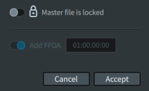 Master file lock and FFOA settings