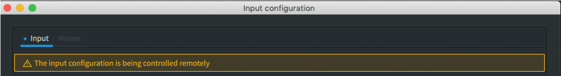 Control alert appears in the Input Configuration window