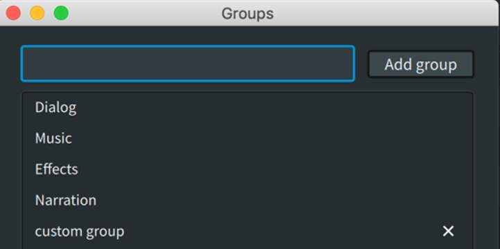 Group drop-down menu