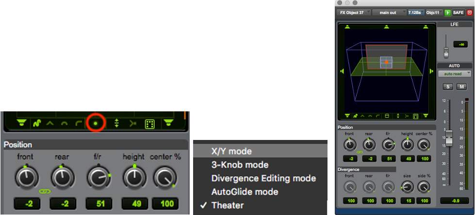 The Panning Mode selector can be used to enable Theater mode